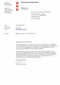 antwoord gemeente a'dam over stedenband met Tel aviv